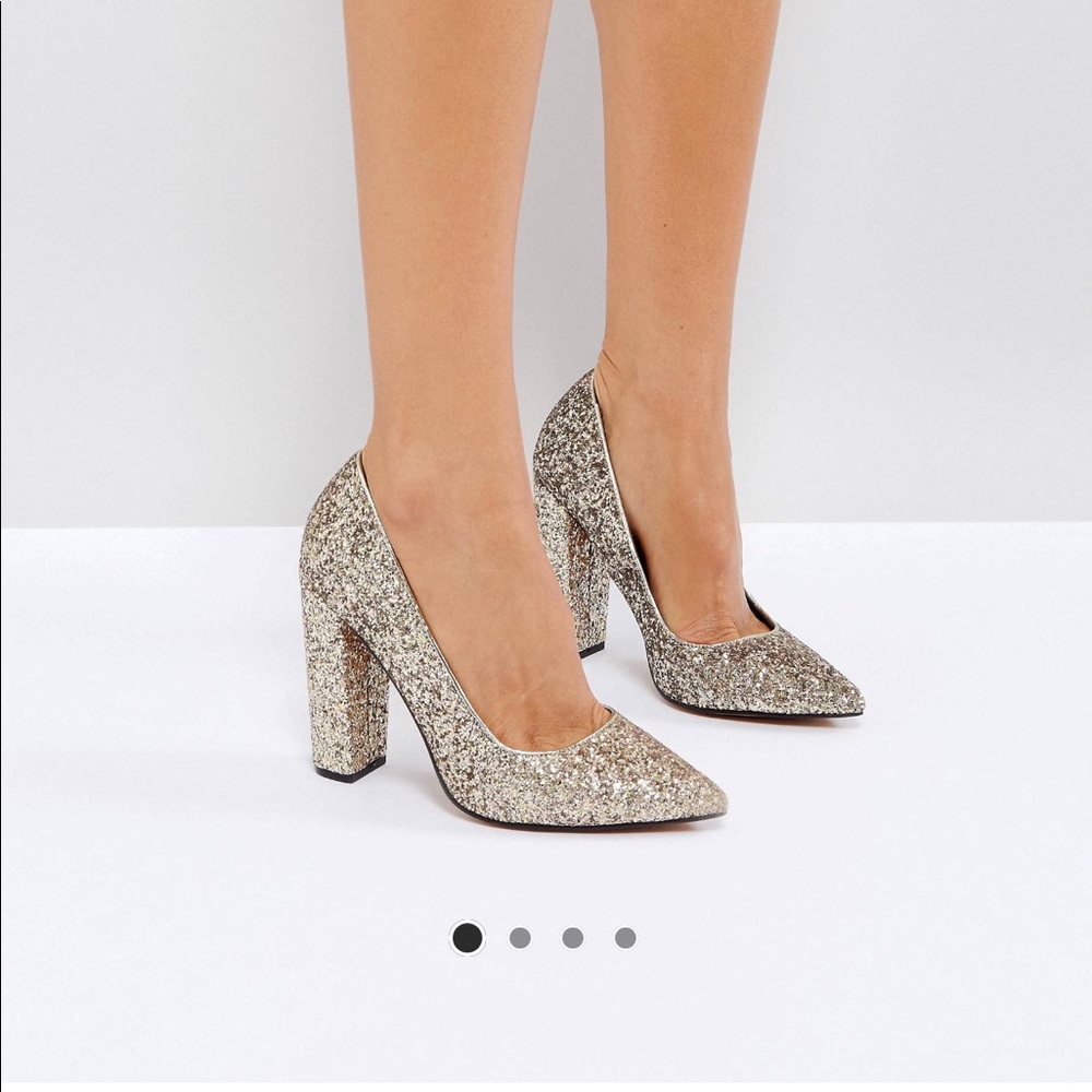 ASOS gold glitter heels